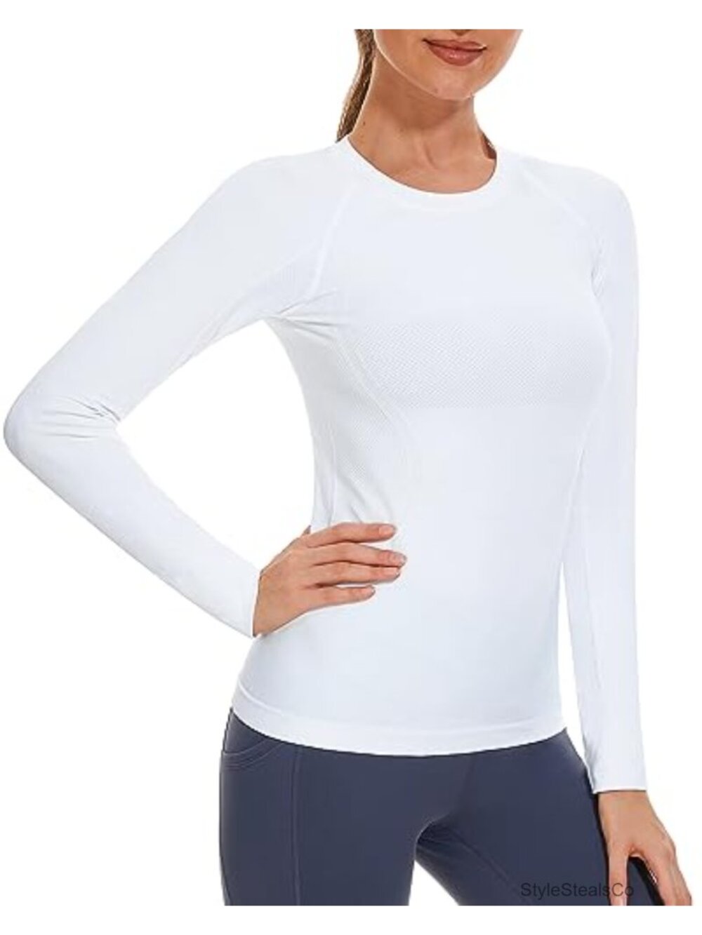 Seamless Long Sleeve Workout Top Athletic Compression Shirt